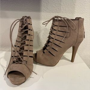 Stylish Tan Lace-Up Heels